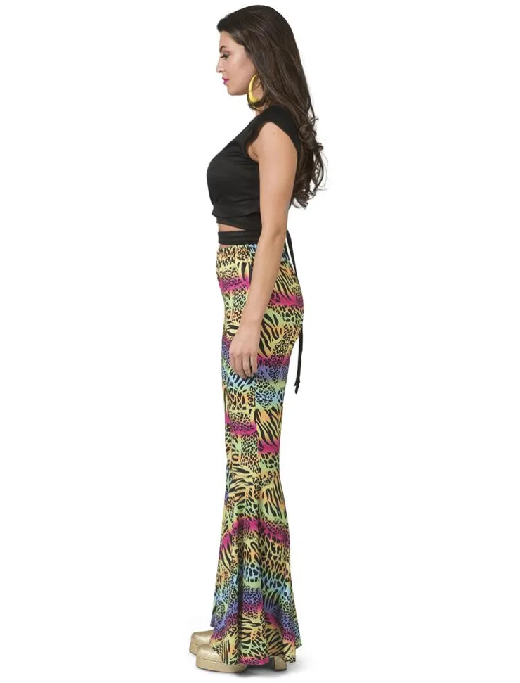 New Pantalon Hippie à imprimé animalier Femmes - Taille 36/38 Déguisements Adultes