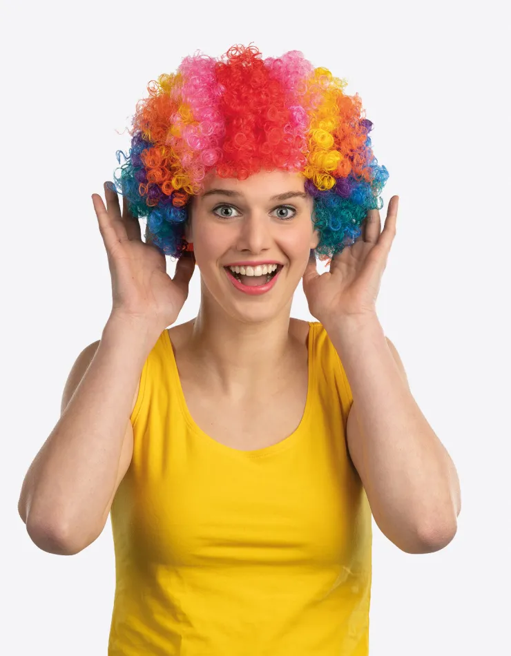 Sale Perruque clown multicolore Chapeaux Et Perruques