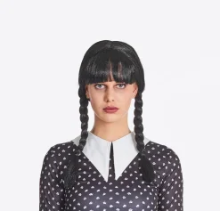 Sale Perruque Noir Mercredi Avec Tresses Femme Chapeaux Et Perruques