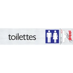 Pictogramme en aluminium toilettes 16,5 x 4,4 cm Signalisation