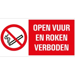 Pictogramme open vuur en roken verboden 15 x 30 cm Signalisation