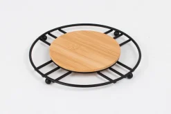 New Porte-panier noir avec bambou Matériel De Cuisine|Rangement De La Cuisine