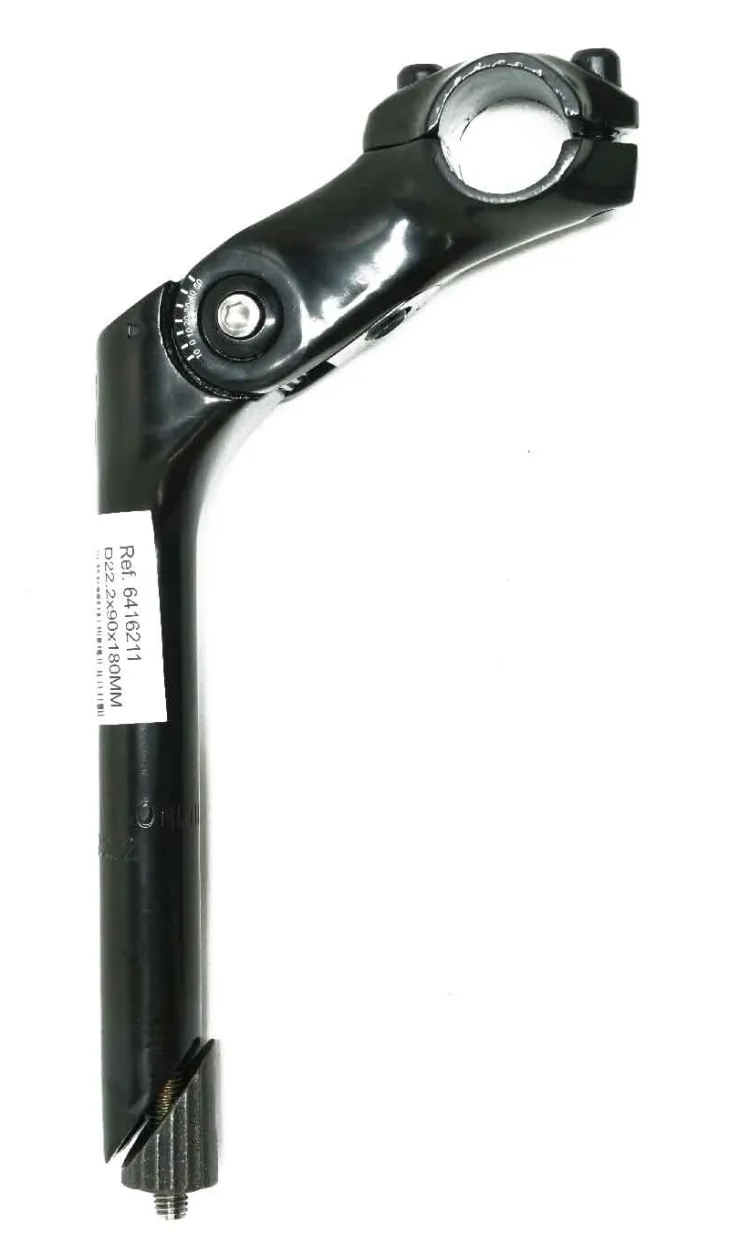 Hot Potence réglable alu noire Dia.22,2 mm / 180 mm / ext.90 mm Accessoires Vélo
