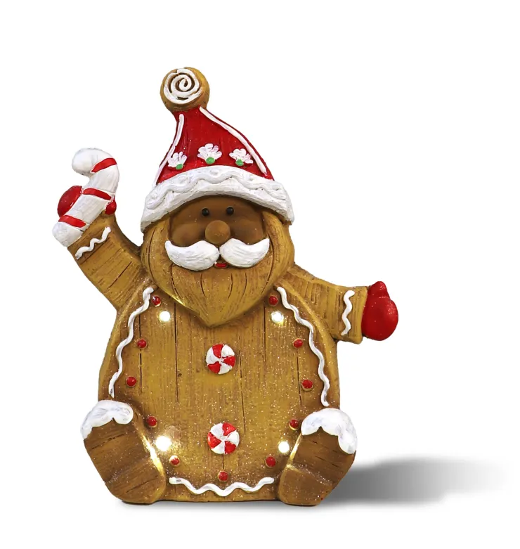 Best Père Noël en pain d'épice avec lumière LED 35cm Statues, Figurines Et Maisons