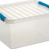New Q - line boîte de rangement 36 L bleu transparent Boîtes En Plastique