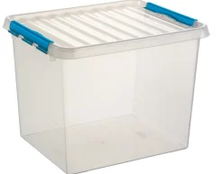 New Q - line boîte de rangement 52 L bleu transparent Boîtes En Plastique