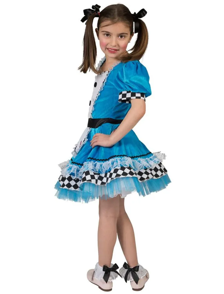 Hot Robe Déguisement Alice au Pays des Merveilles Fille - Taille 128 Enfant Déguisements Enfants