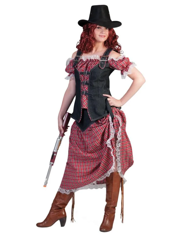 Hot Robe Déguisement Cowgirl Denim Ranger Long - Taille 48*/50 Déguisements Adultes