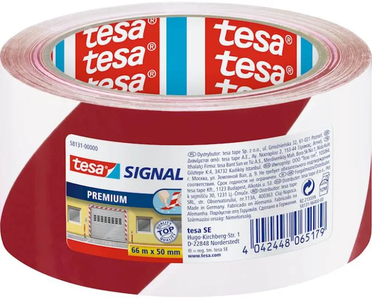 Ruban de signalisation 66 m x 60 mm rouge-blanc Rubans Adhésif