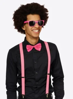 Clearance Set Fluo Fuchsia - Bretelles + Nœud Papillon + Lunettes Accessoires
