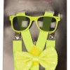 Best Set Fluo Jaune - Bretelles + Nœud Papillon + Lunettes Accessoires