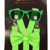 Discount Set Fluo Vert - Bretelles + Nœud Papillon + Lunettes Accessoires