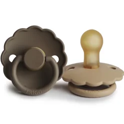 Outlet Sucette Marguerite Latex Croissant/Portobello T2 (2 stuks) Tétines Et Attache-tétines