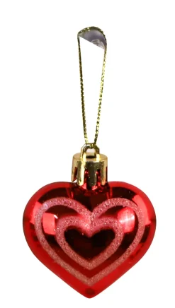 Sale 6x ornement noël coeur rouge Décoration De Sapin