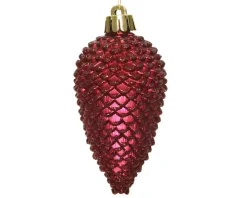 Discount 6X pomme Pin Paillettes Bordeaux 4,5x8 cm Décoration De Sapin